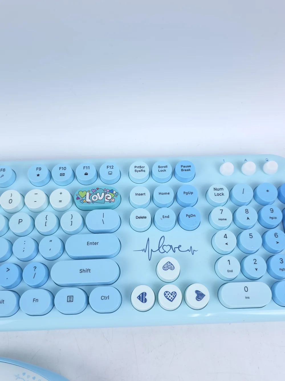 Wireless Keyboard and Mouse Mixed Blue Retro Style Round Key
